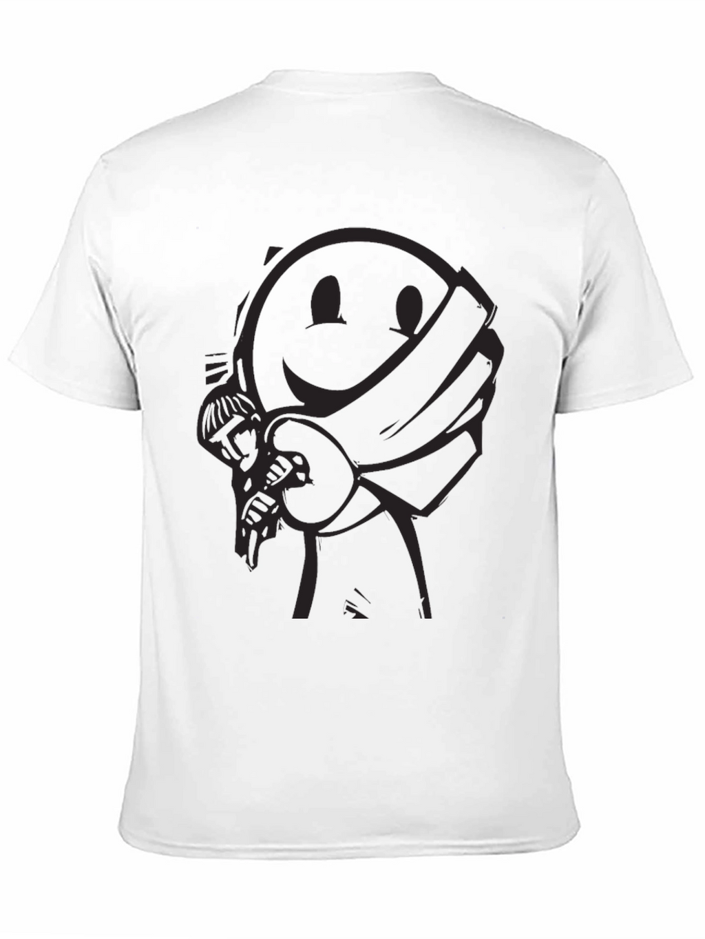 Smiley Face Bandit Graphic Tee - Black Crew Neck