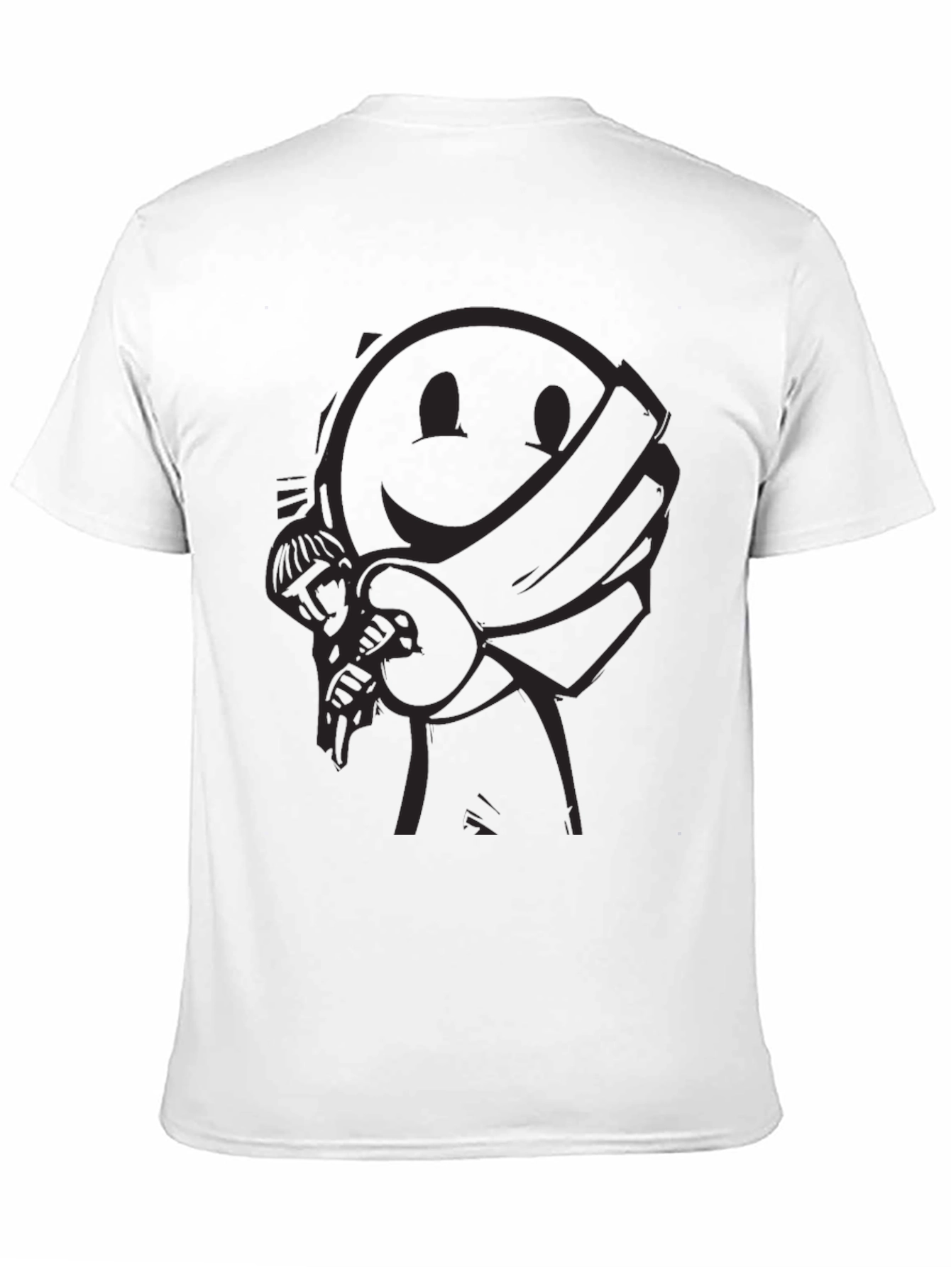 Smiley Face Bandit Graphic Tee - Black Crew Neck