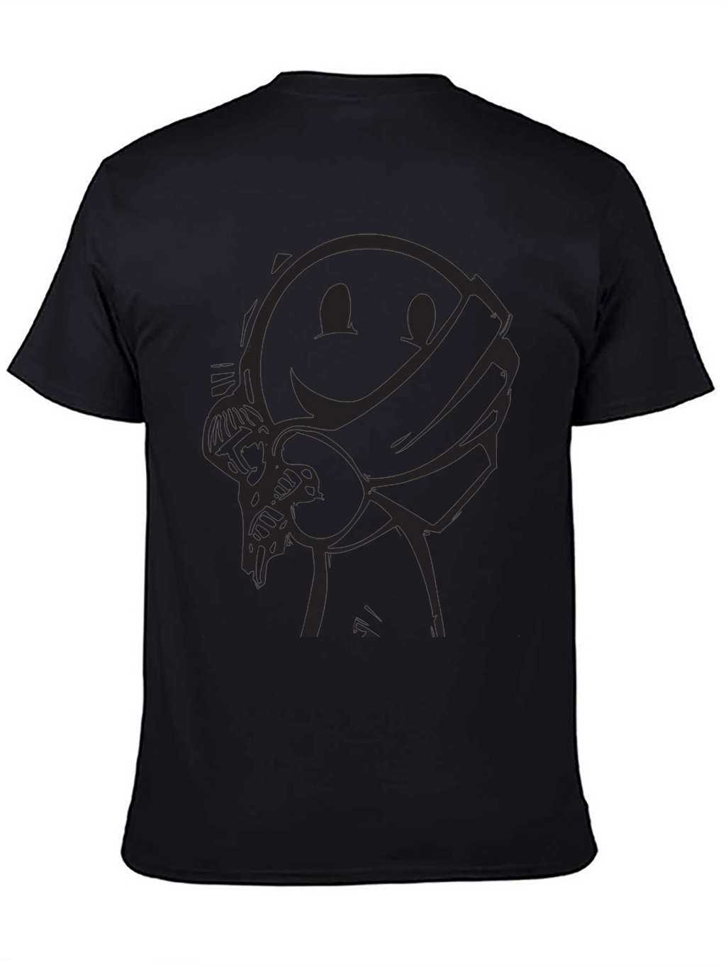 Smiley Face Bandit Graphic Tee - Black Crew Neck