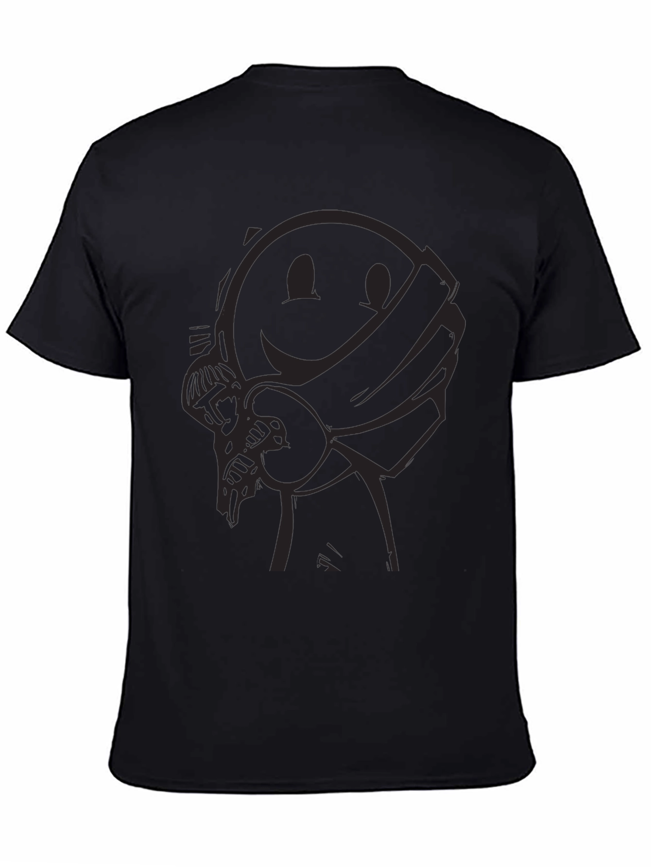 Smiley Face Bandit Graphic Tee - Black Crew Neck