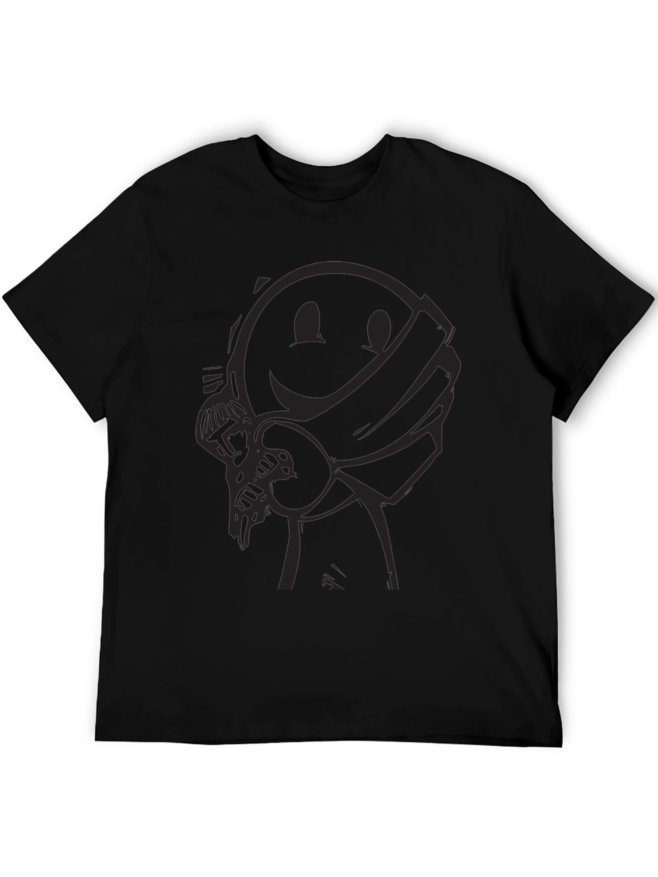 Smiley Face Bandit Graphic Tee - Black Crew Neck
