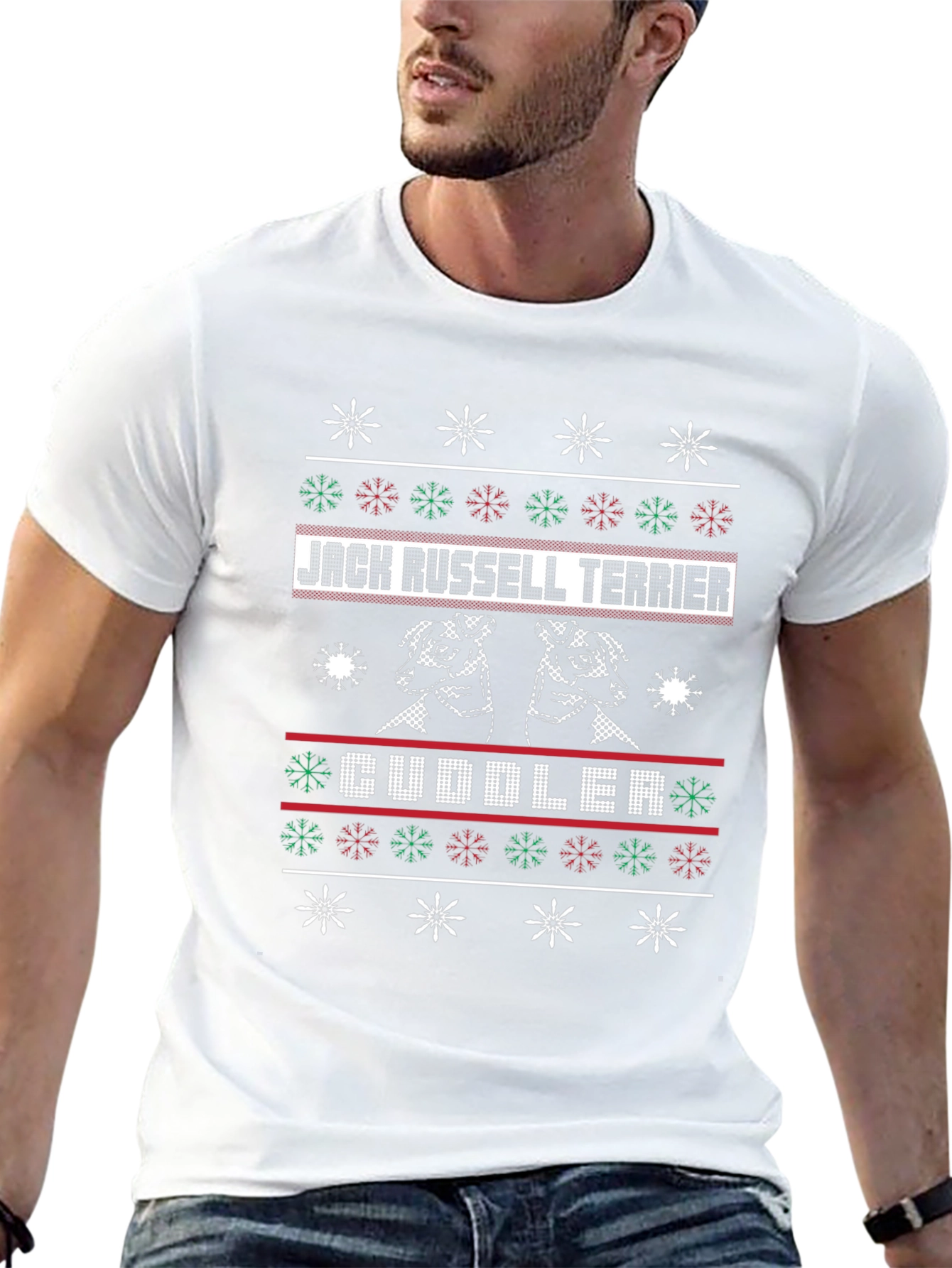 Jack Russell Terrier Cuddler Ugly Christmas Sweater T-Shirt