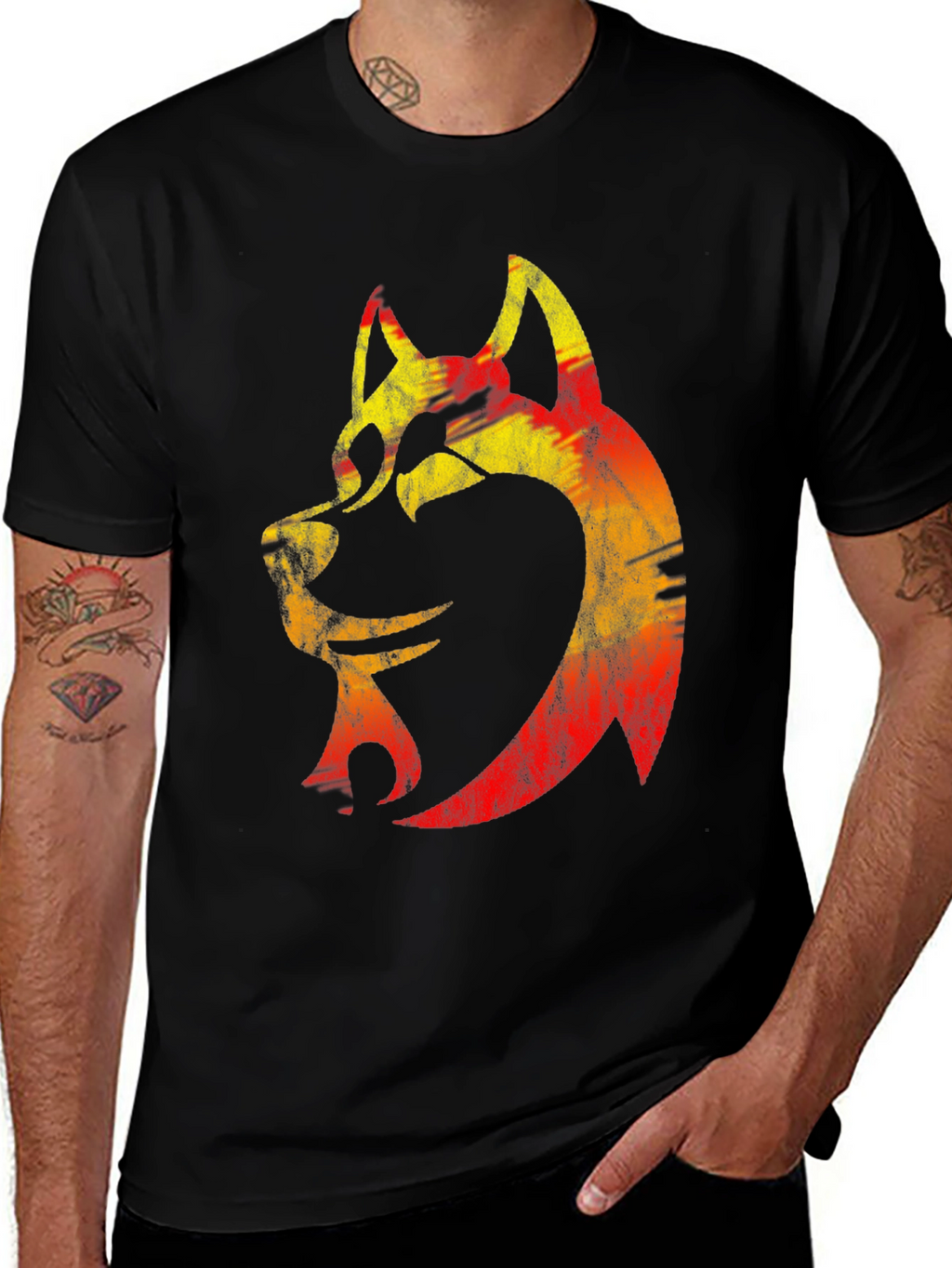 Wolf Graphic Tee - Bold Animal Print Black T-Shirt