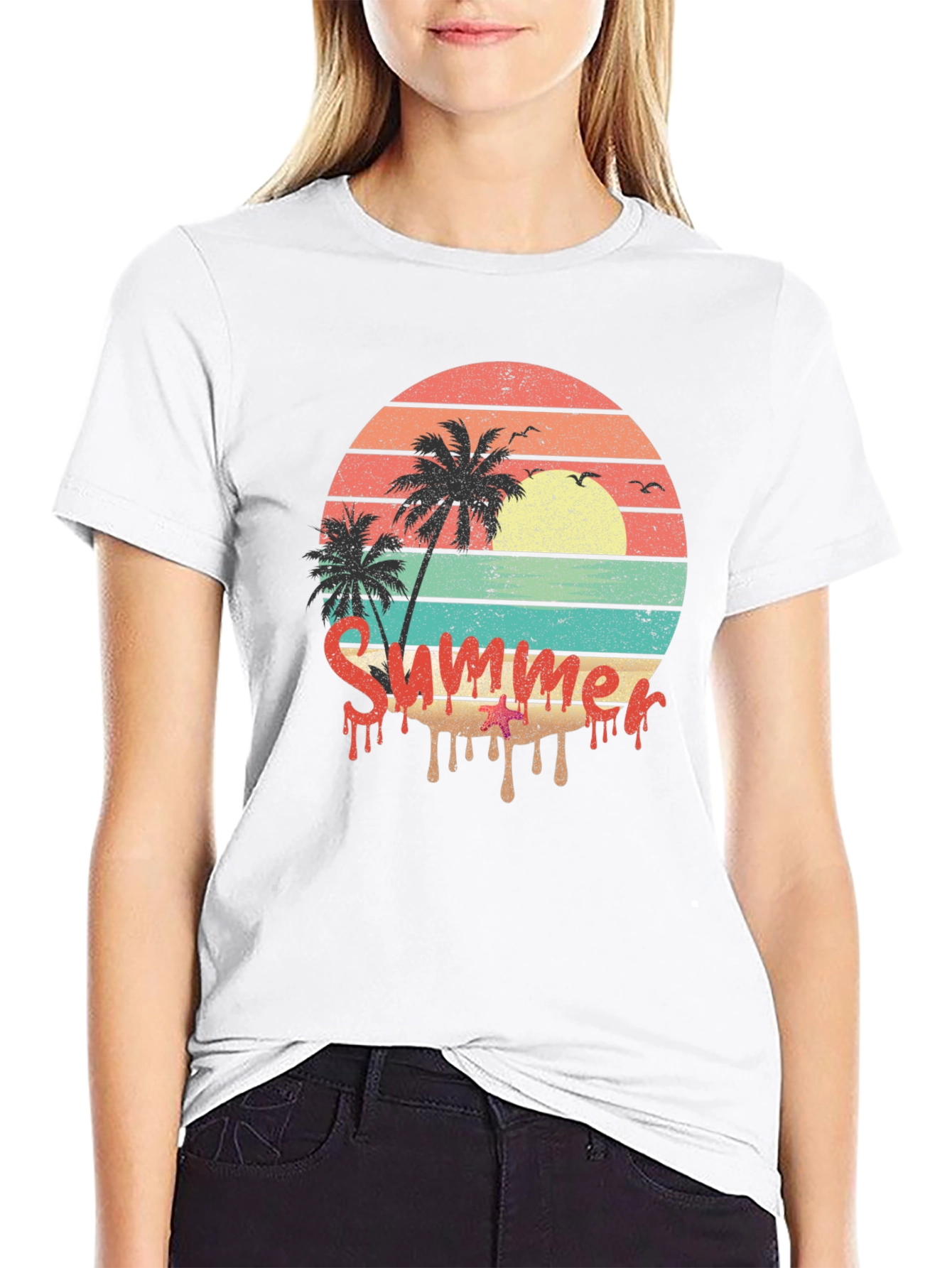 Summer Sunset Palm Tree Graphic Tee