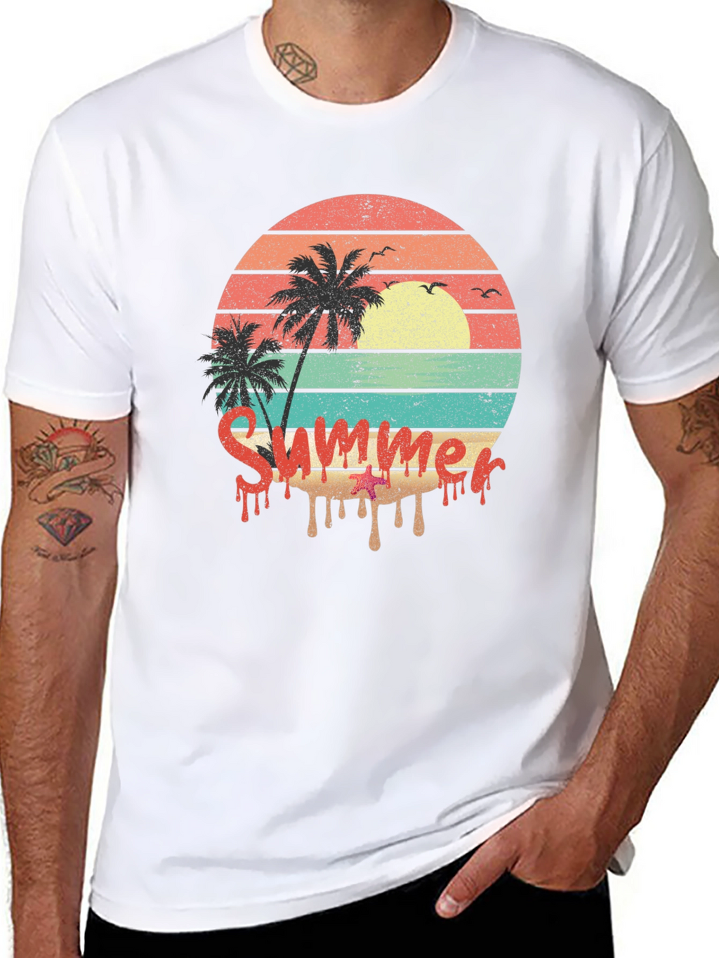Summer Sunset Palm Tree Graphic Tee