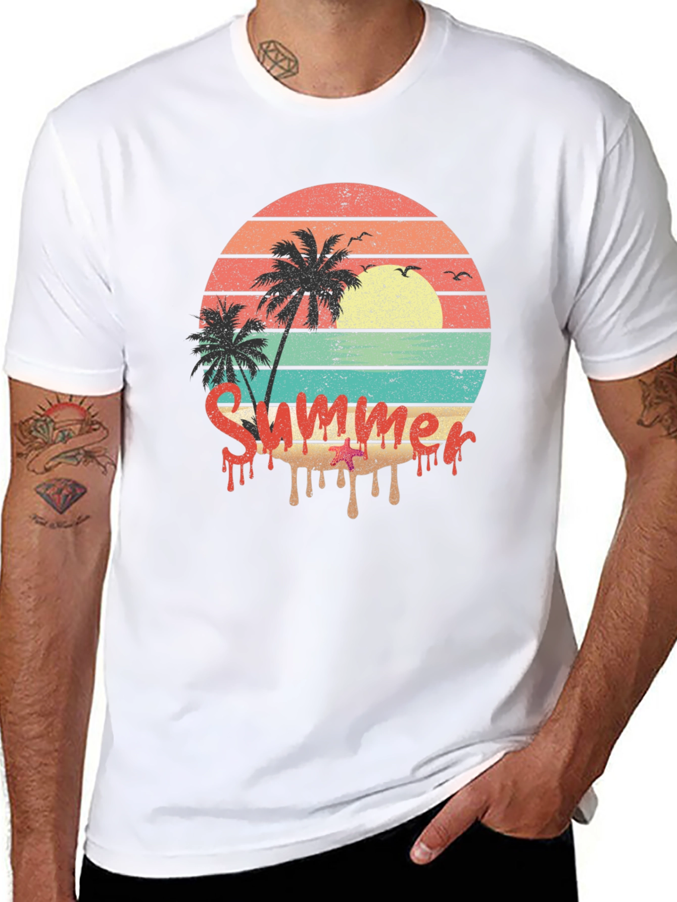 Summer Sunset Palm Tree Graphic Tee
