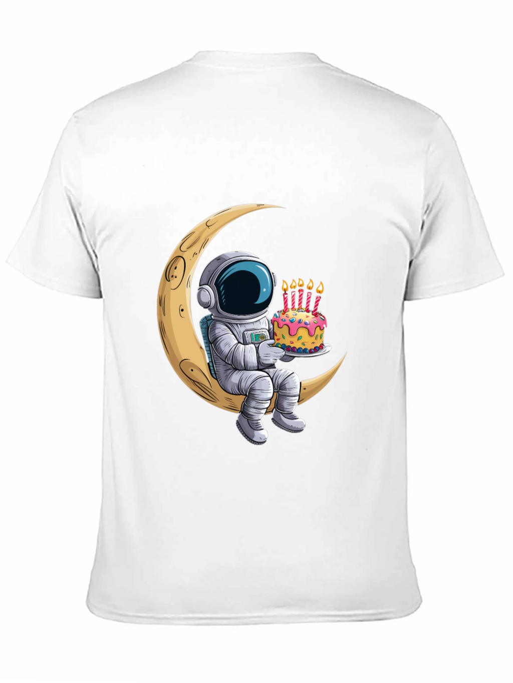 Astronaut on Moon Birthday Cake Graphic Tee