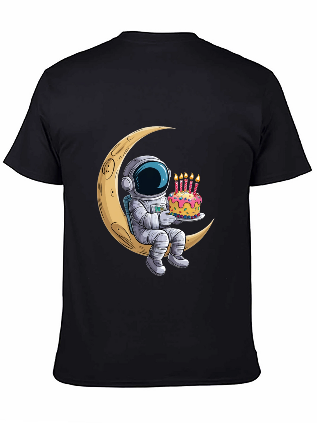 Astronaut on Moon Birthday Cake Graphic Tee