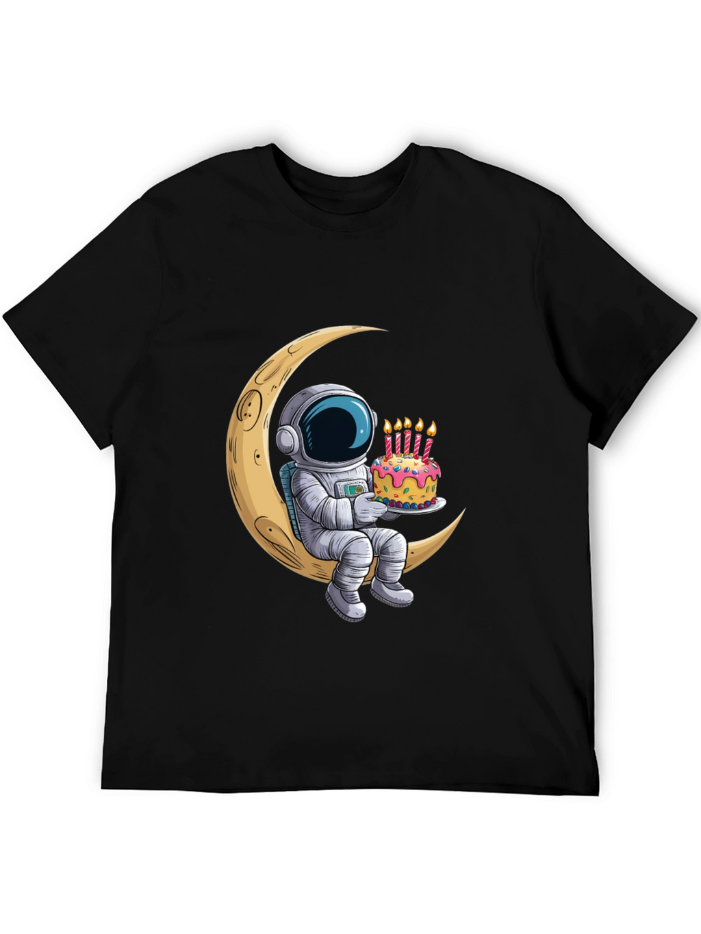 Astronaut on Moon Birthday Cake Graphic Tee