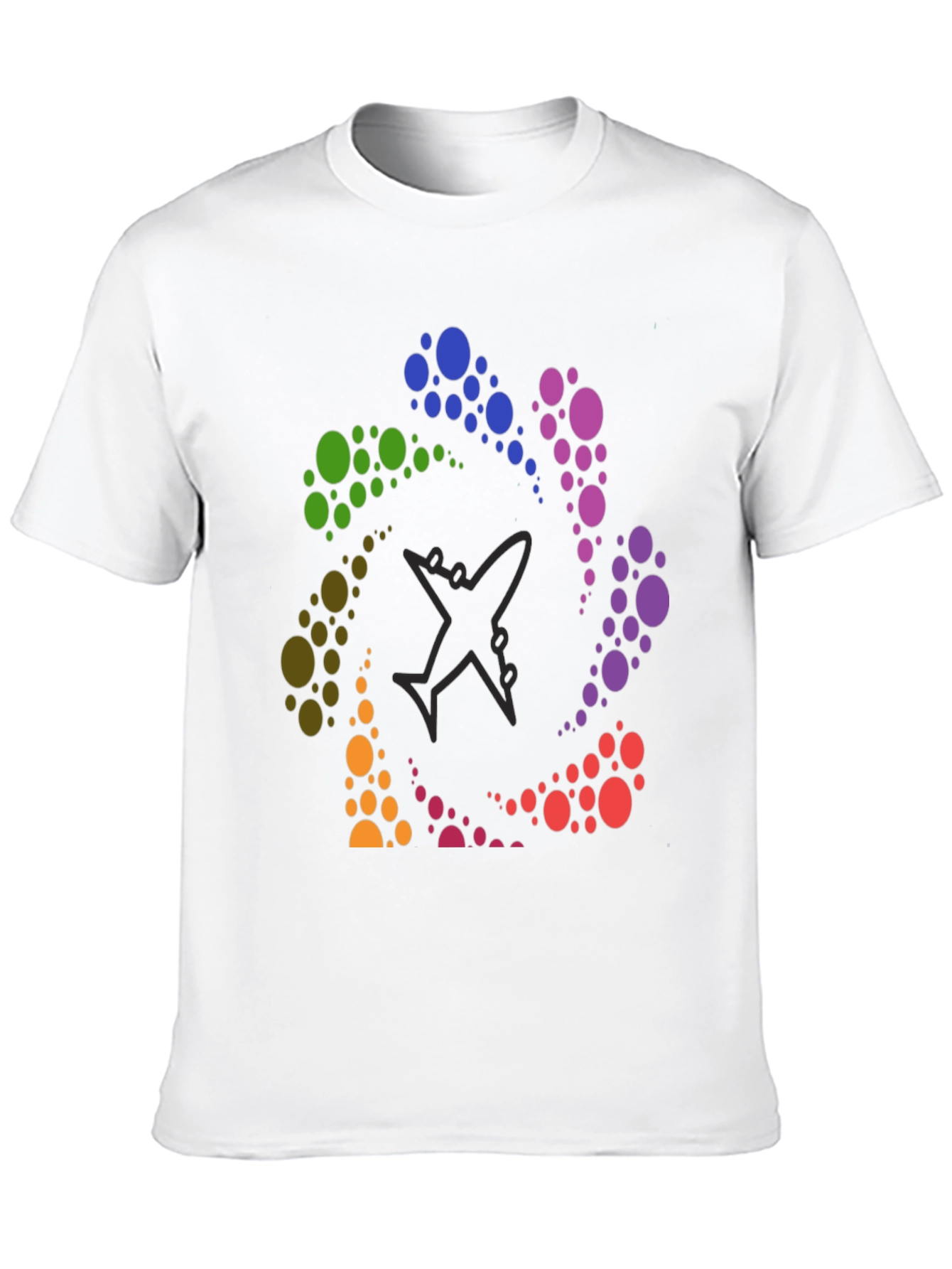 Rainbow Airplane Circle Graphic Tee