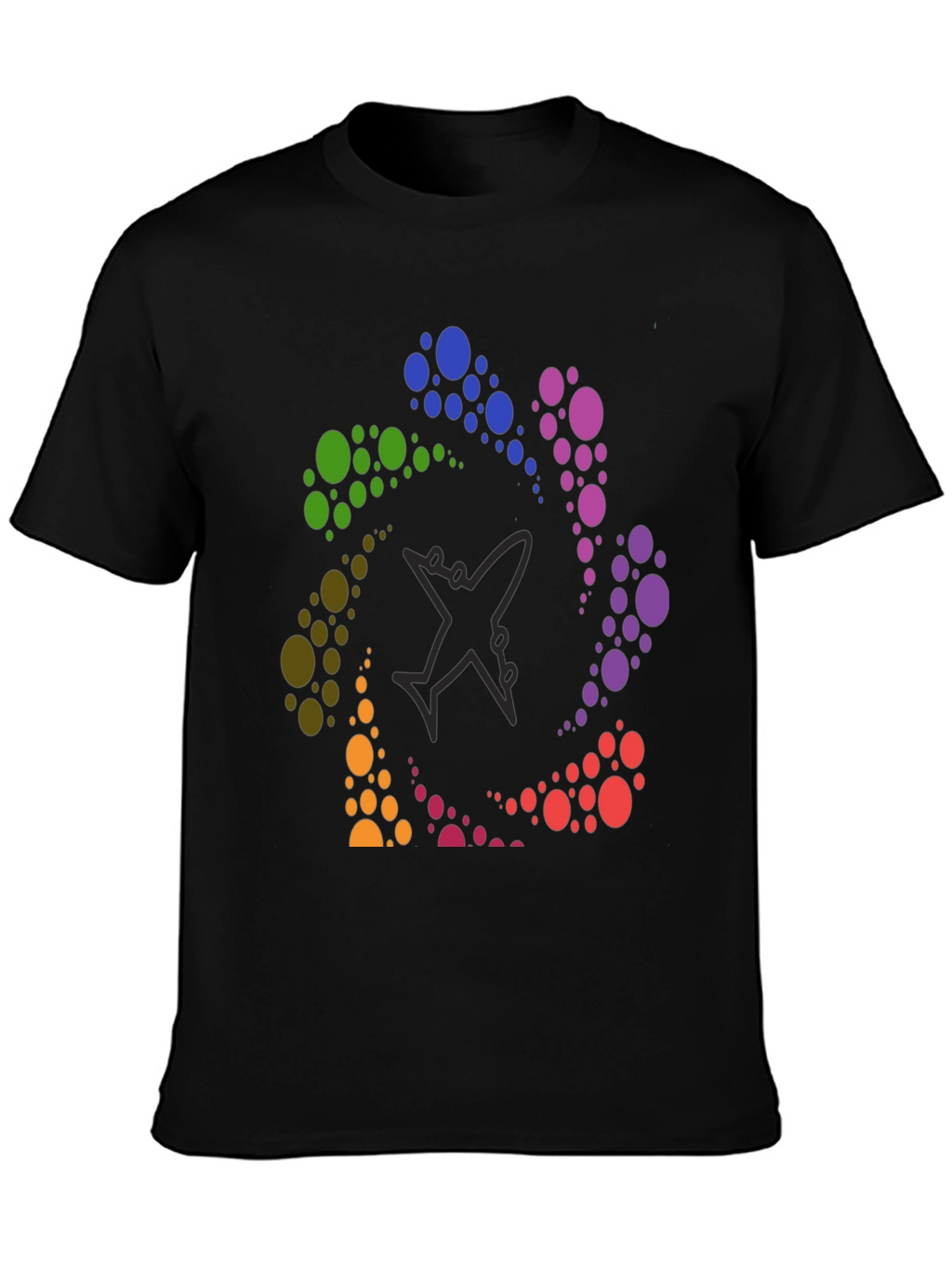 Rainbow Airplane Circle Graphic Tee