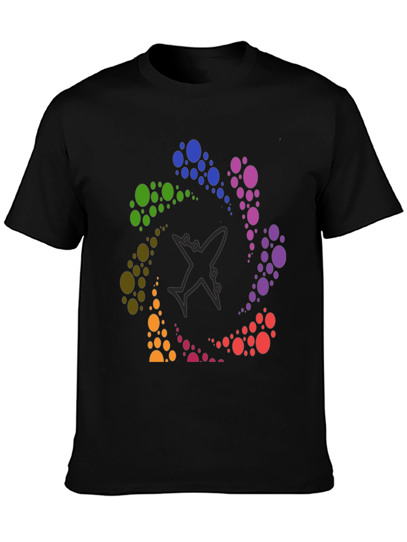 Rainbow Airplane Circle Graphic Tee