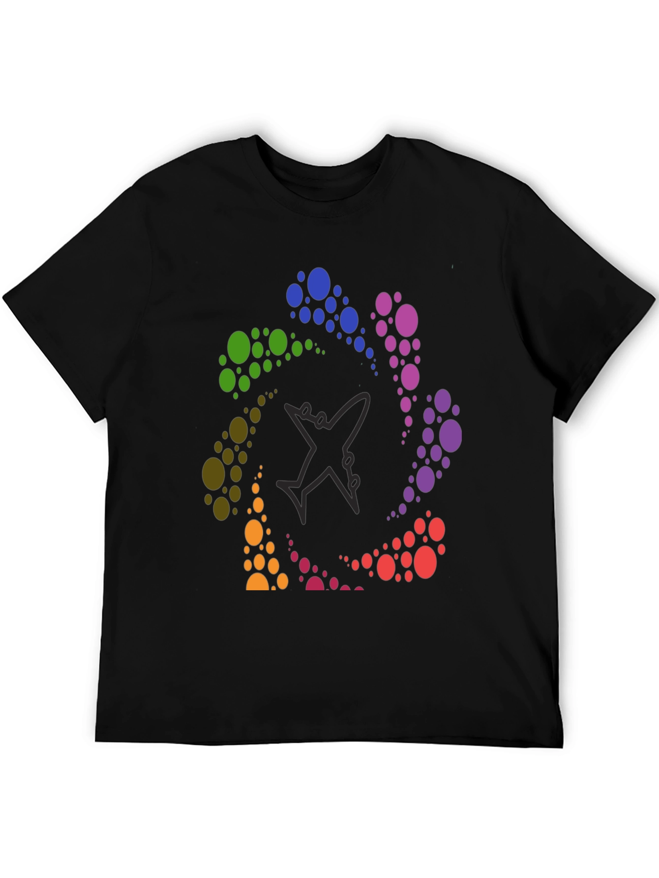 Rainbow Airplane Circle Graphic Tee