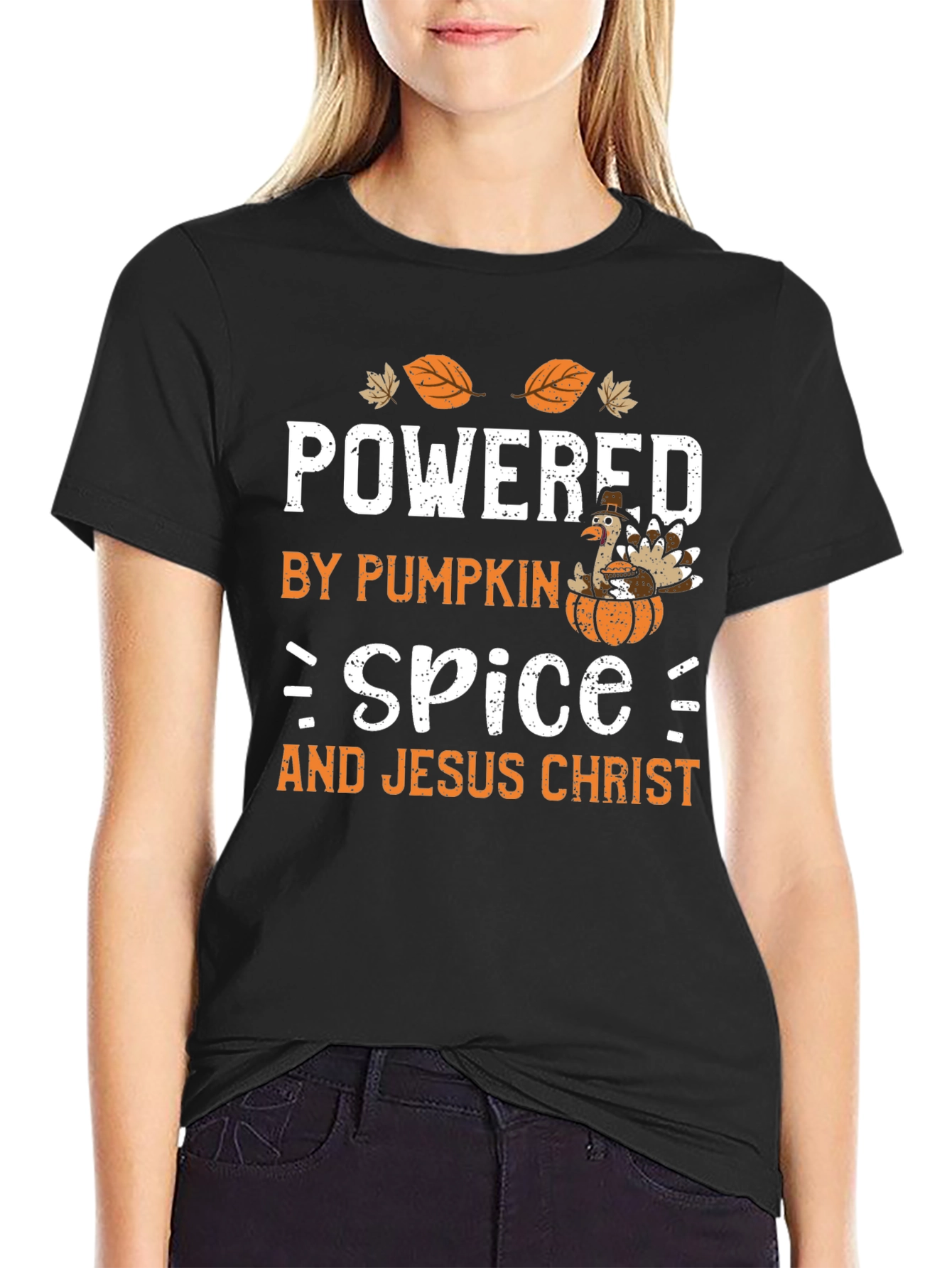 Powered by Pumpkin Spice and Jesus Christ T-Shirt