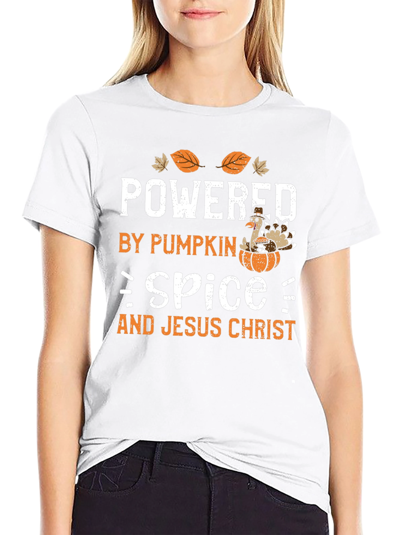 Powered by Pumpkin Spice and Jesus Christ T-Shirt