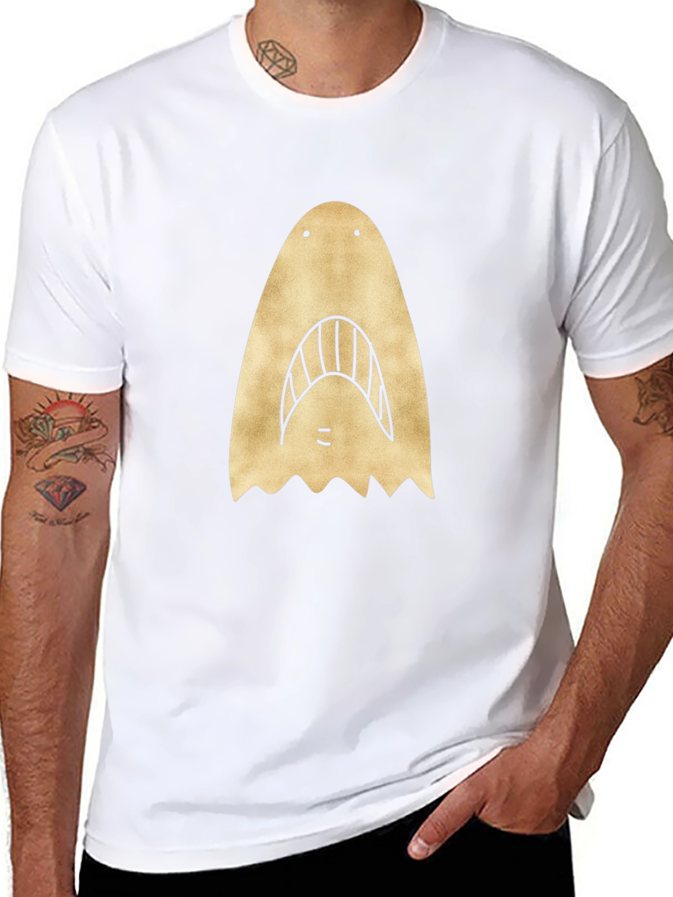 Shark Face Graphic Print Black T-Shirt