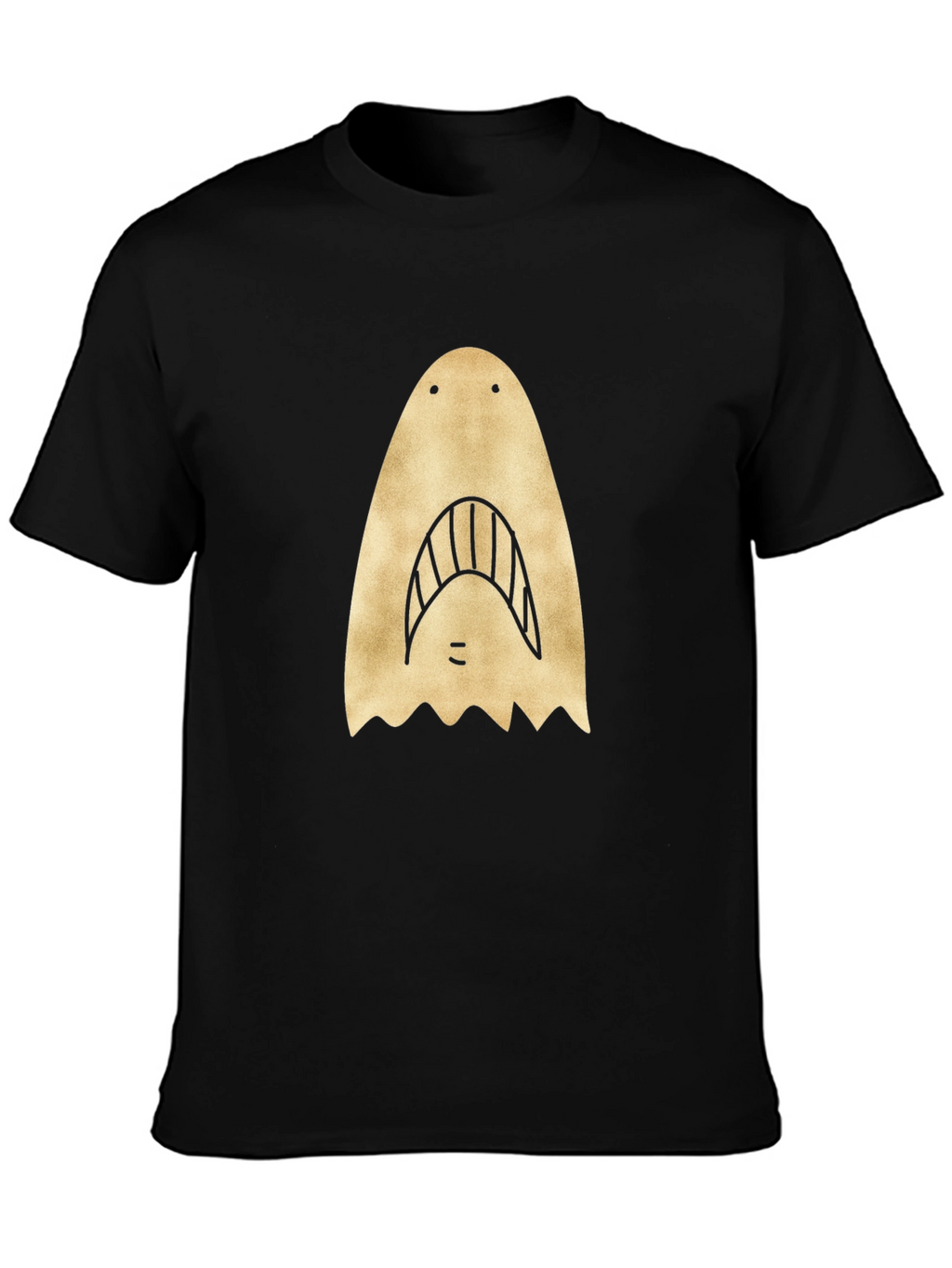 Shark Face Graphic Print Black T-Shirt