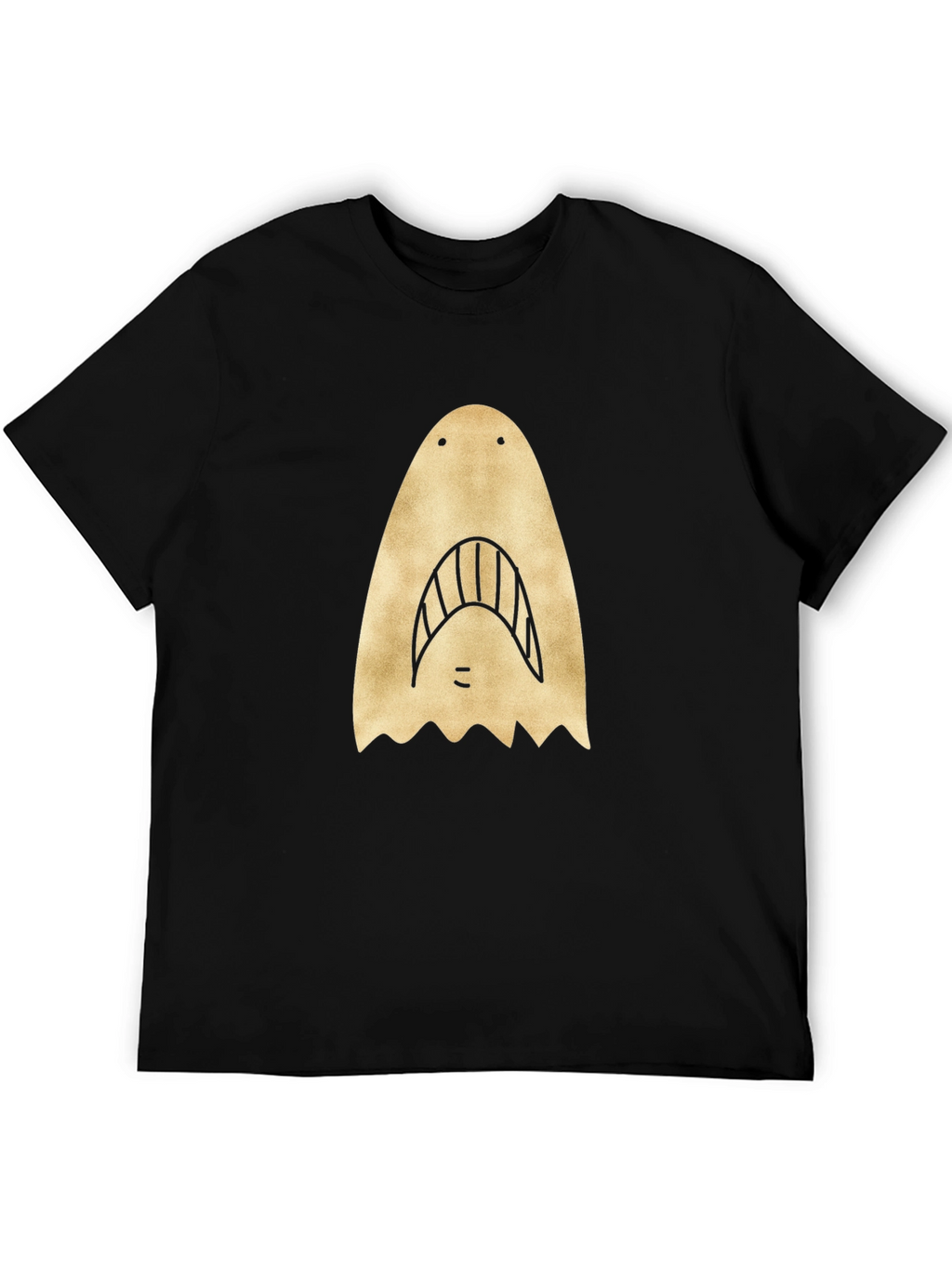 Shark Face Graphic Print Black T-Shirt