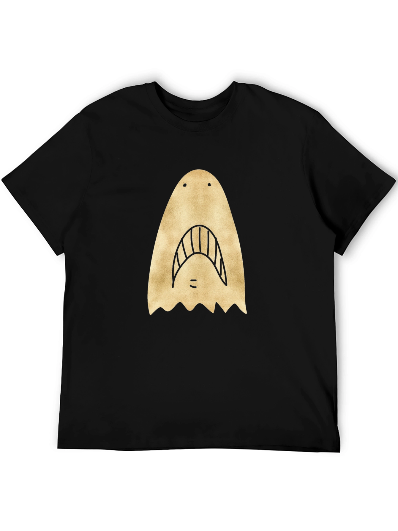 Shark Face Graphic Print Black T-Shirt