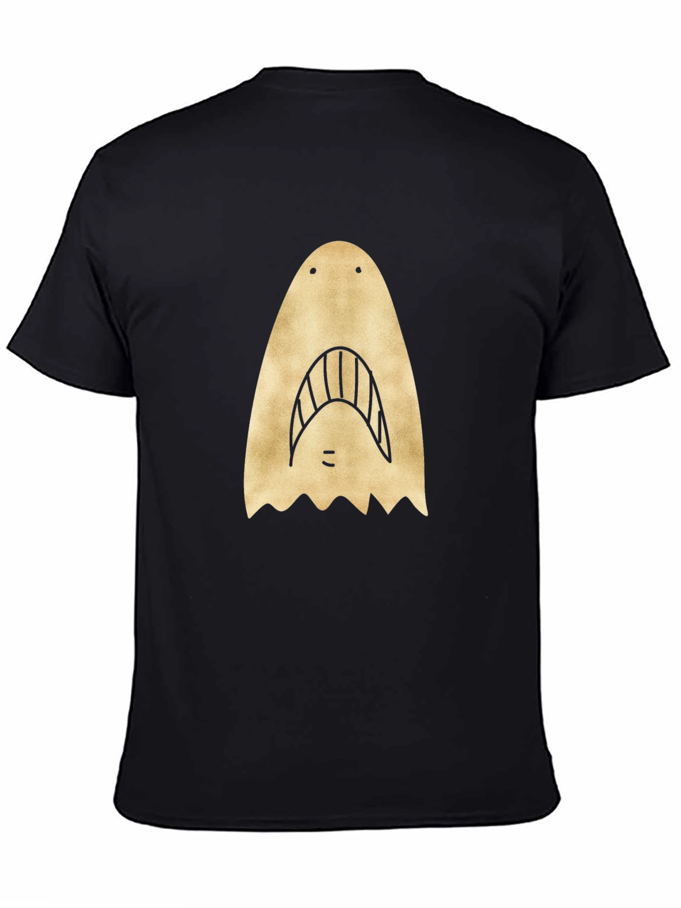 Shark Face Graphic Print Black T-Shirt