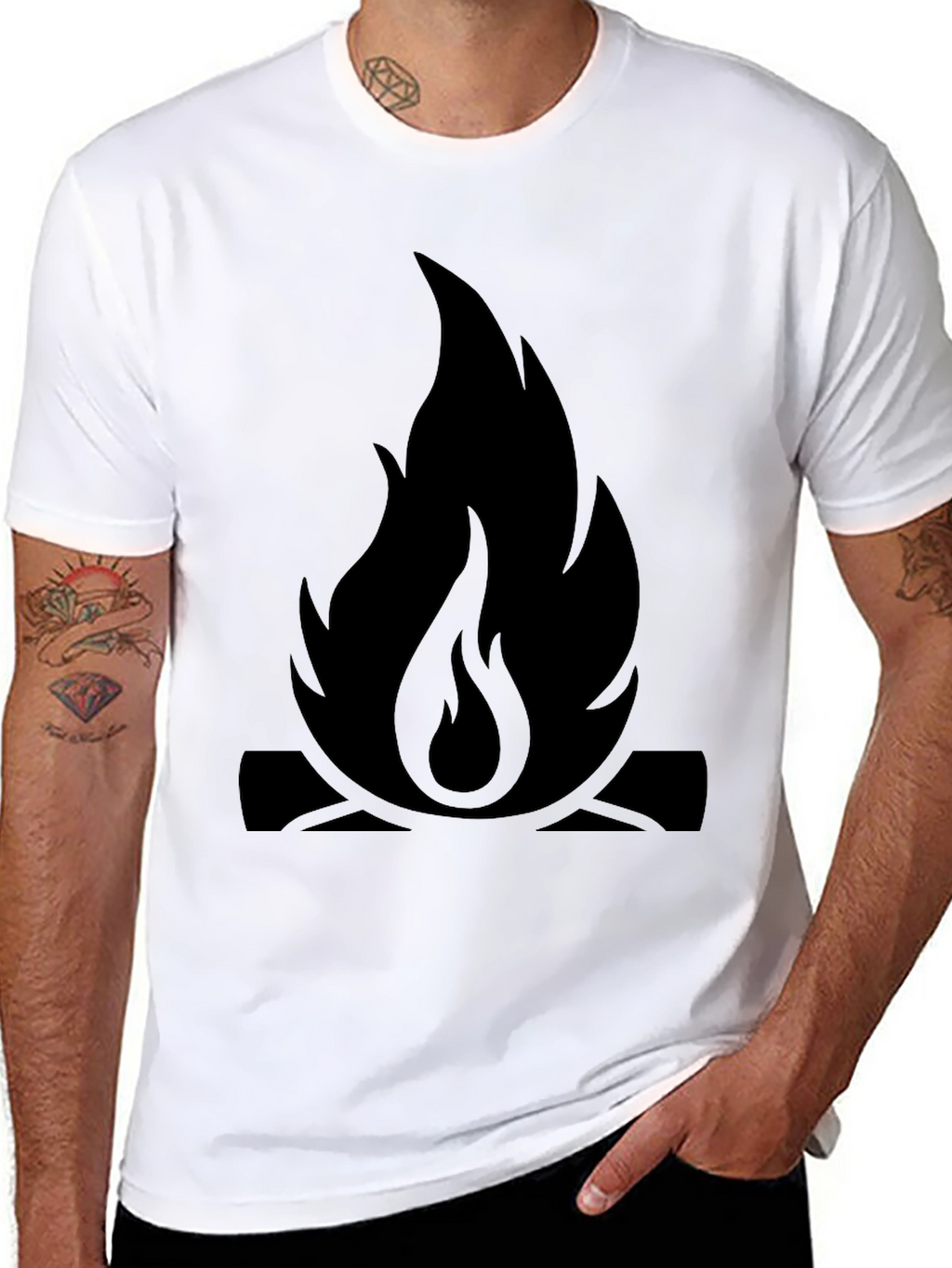 Campfire Graphic Tee - Black Cotton Casual
