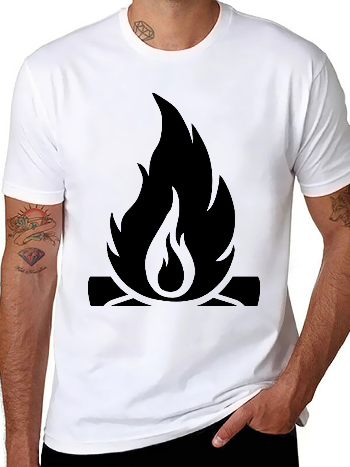 Campfire Graphic Tee - Black Cotton Casual