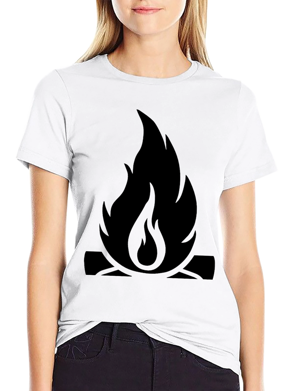 Campfire Graphic Tee - Black Cotton Casual