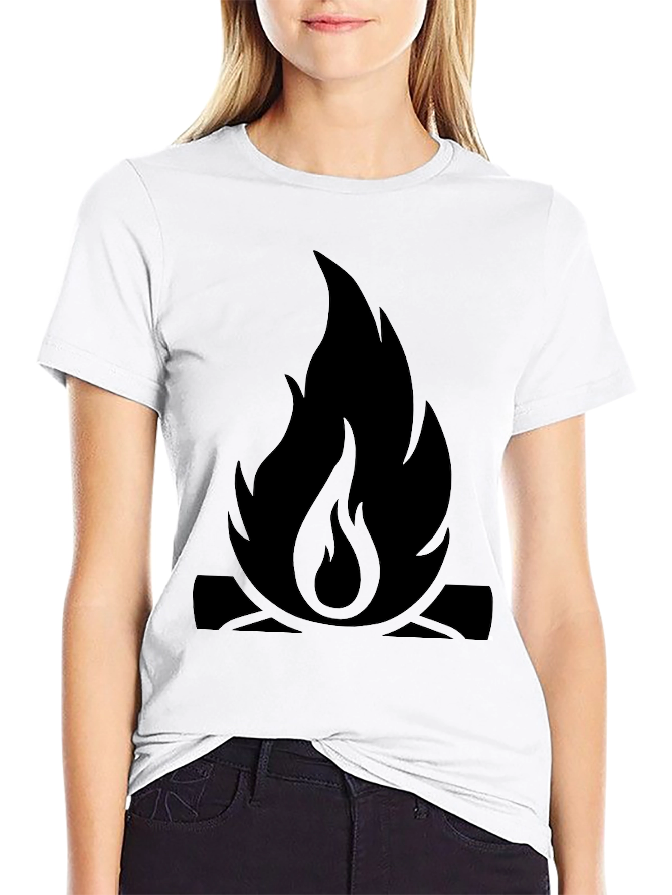 Campfire Graphic Tee - Black Cotton Casual
