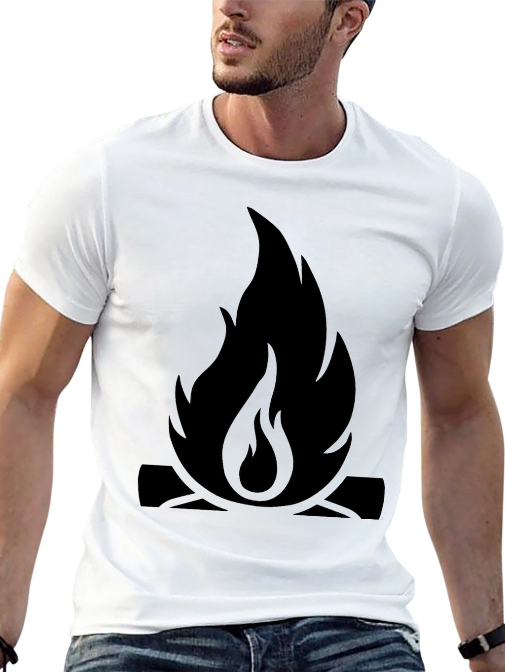 Campfire Graphic Tee - Black Cotton Casual