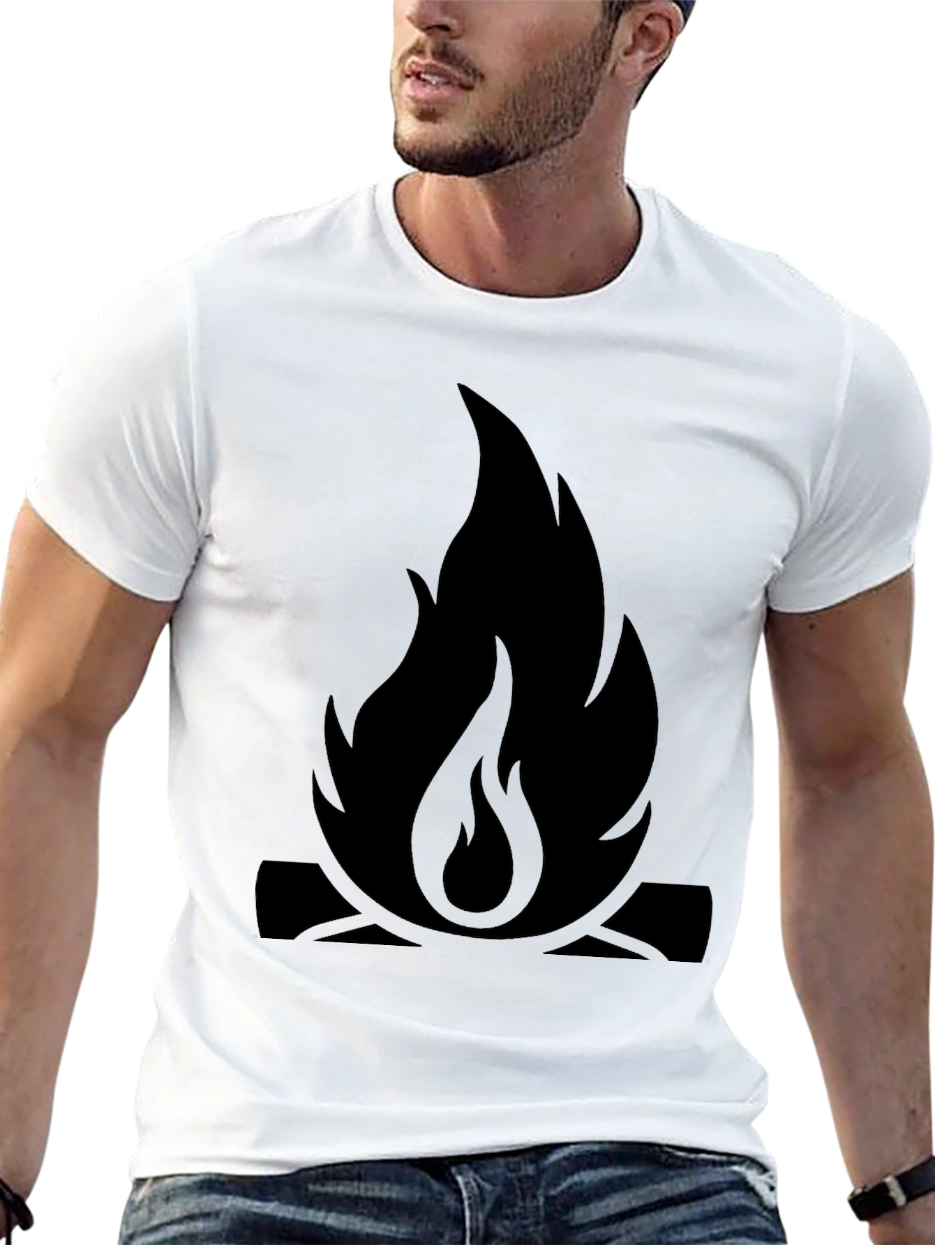Campfire Graphic Tee - Black Cotton Casual
