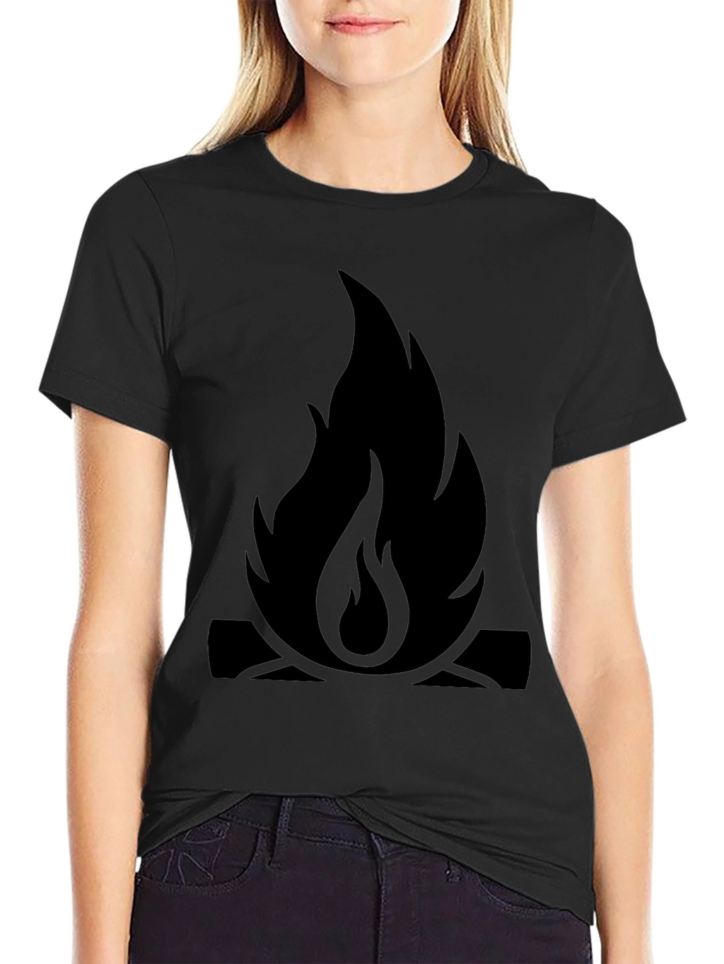 Campfire Graphic Tee - Black Cotton Casual