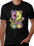 Crazy Patchwork Teddy Bear Graphic T-Shirt