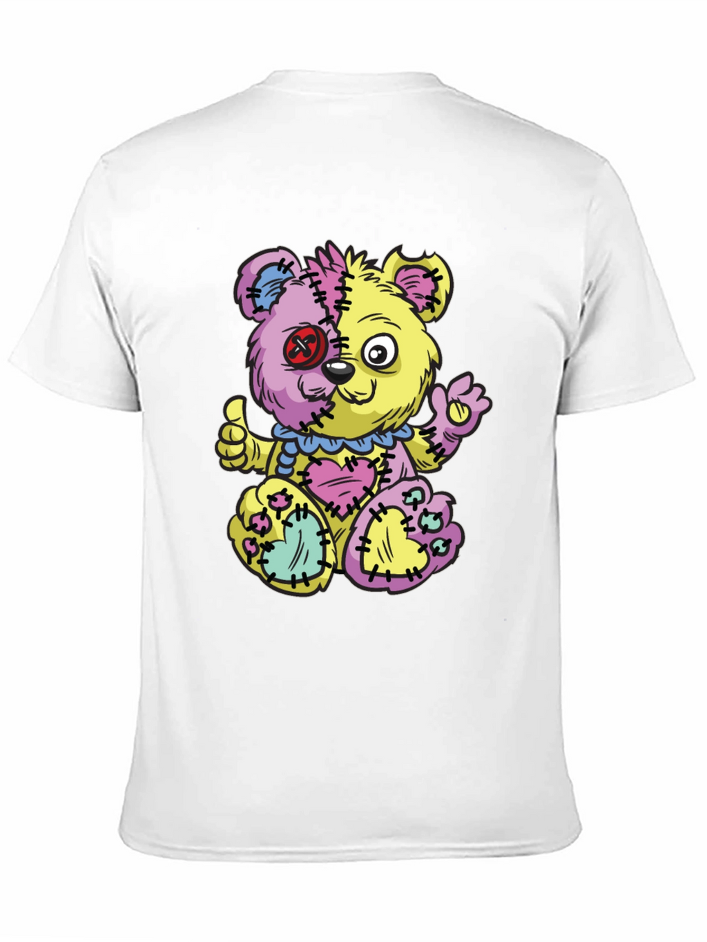 Crazy Patchwork Teddy Bear Graphic T-Shirt