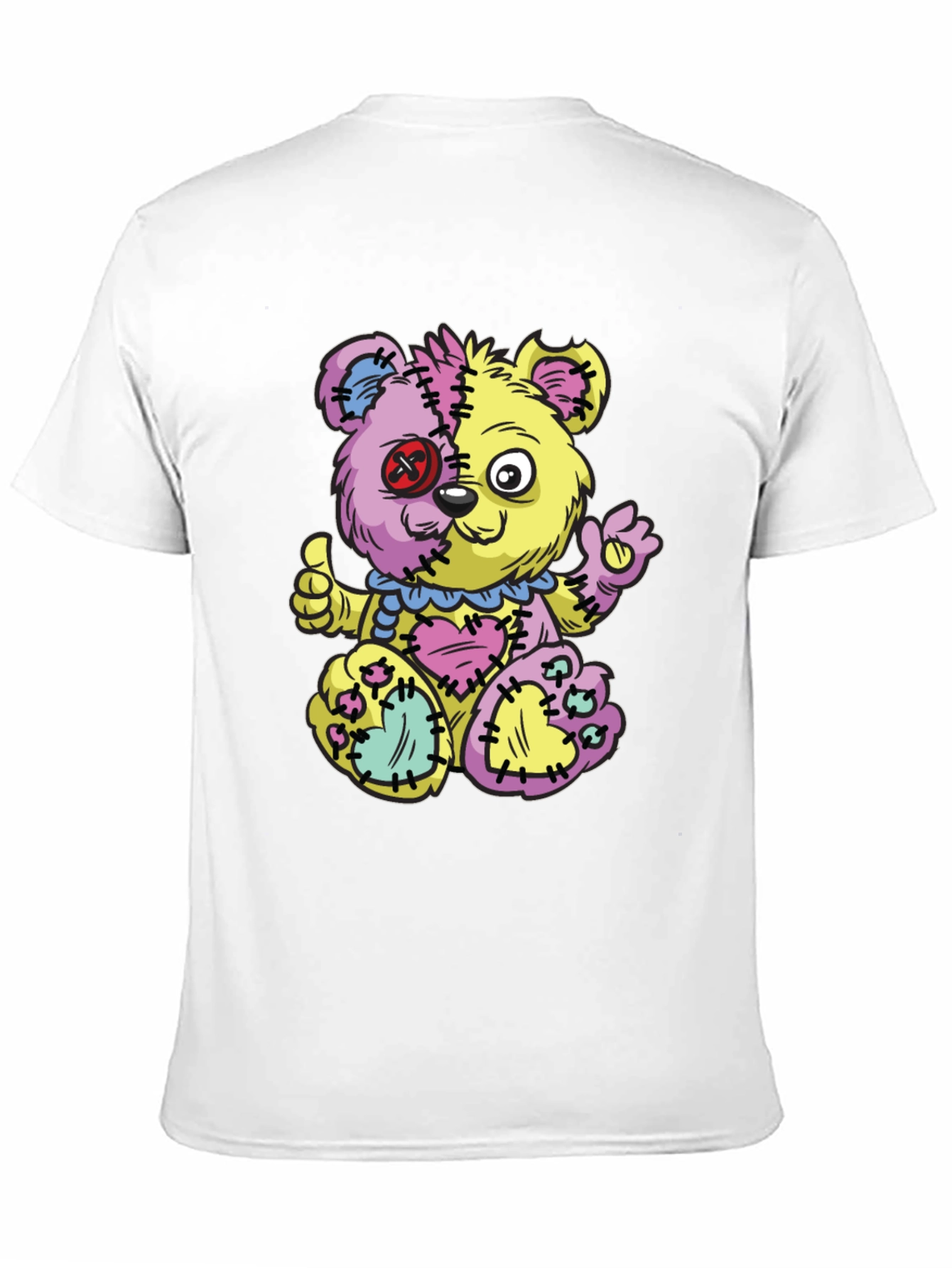 Crazy Patchwork Teddy Bear Graphic T-Shirt