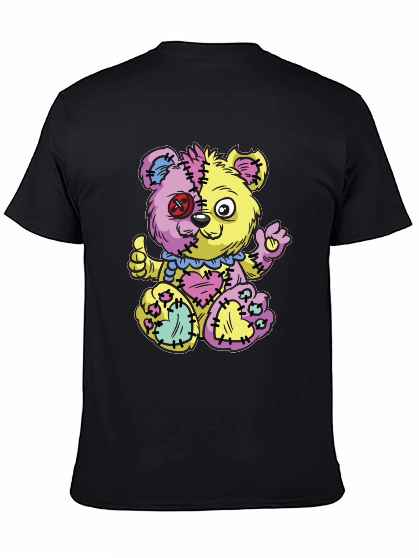 Crazy Patchwork Teddy Bear Graphic T-Shirt