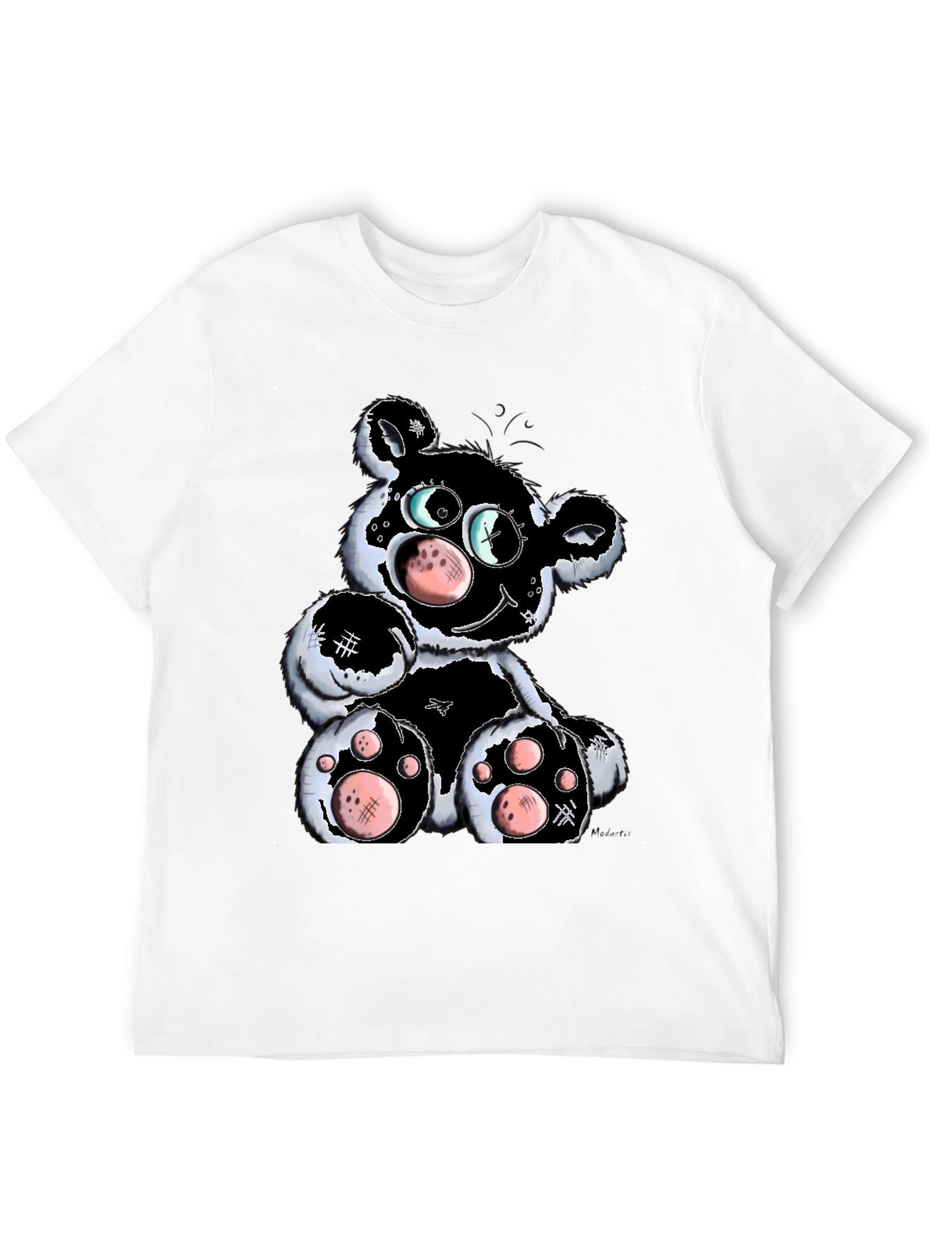 Cartoon Bear Graphic T-Shirt - Black