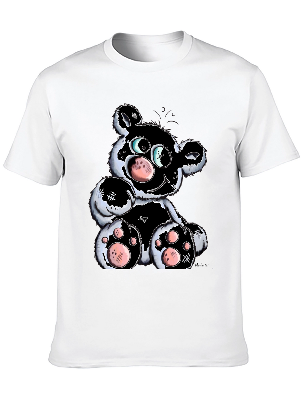 Cartoon Bear Graphic T-Shirt - Black