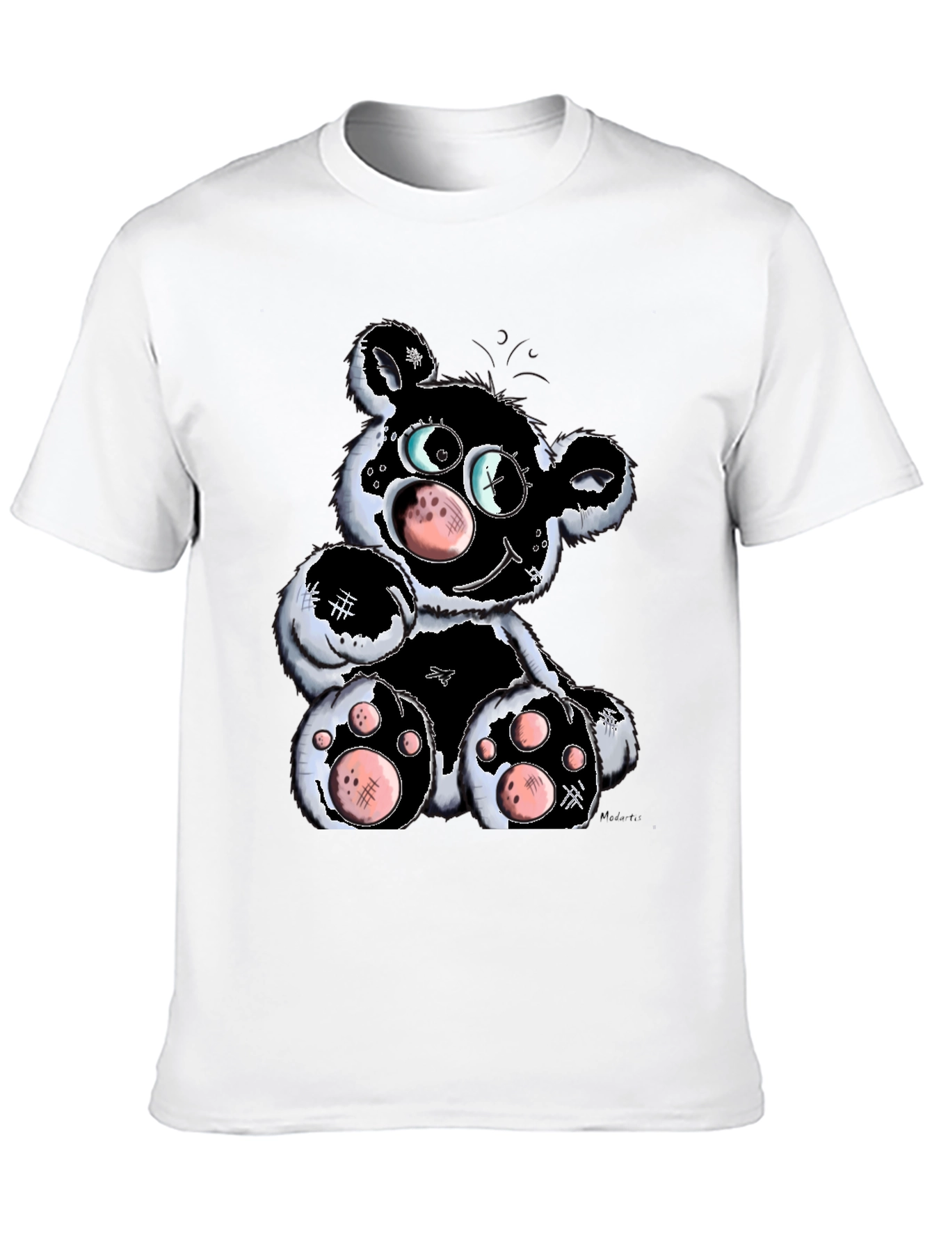 Cartoon Bear Graphic T-Shirt - Black