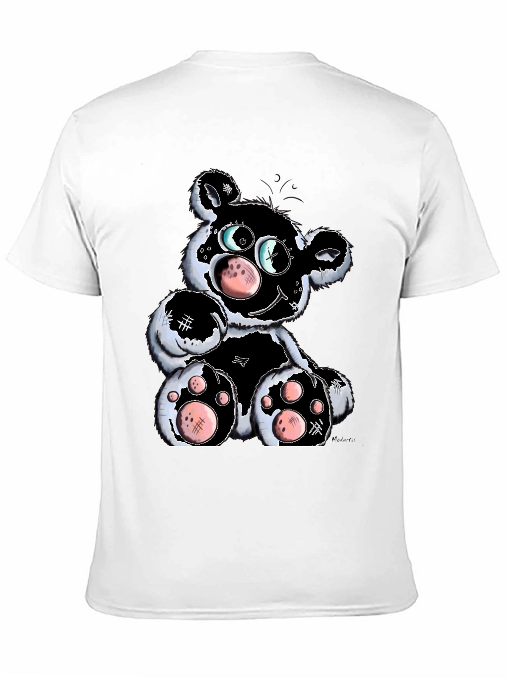 Cartoon Bear Graphic T-Shirt - Black