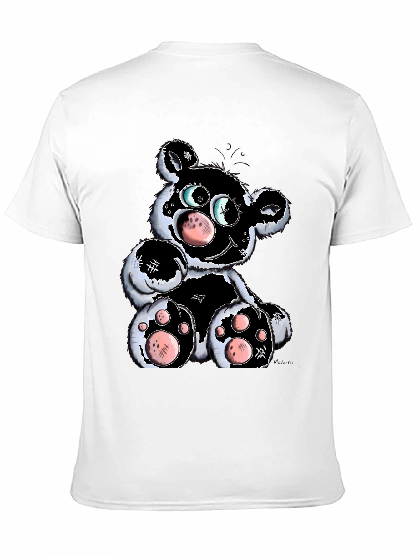 Cartoon Bear Graphic T-Shirt - Black