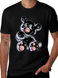 Cartoon Bear Graphic T-Shirt - Black