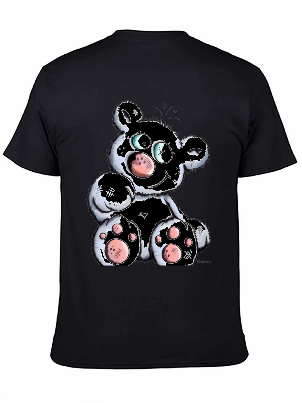 Cartoon Bear Graphic T-Shirt - Black