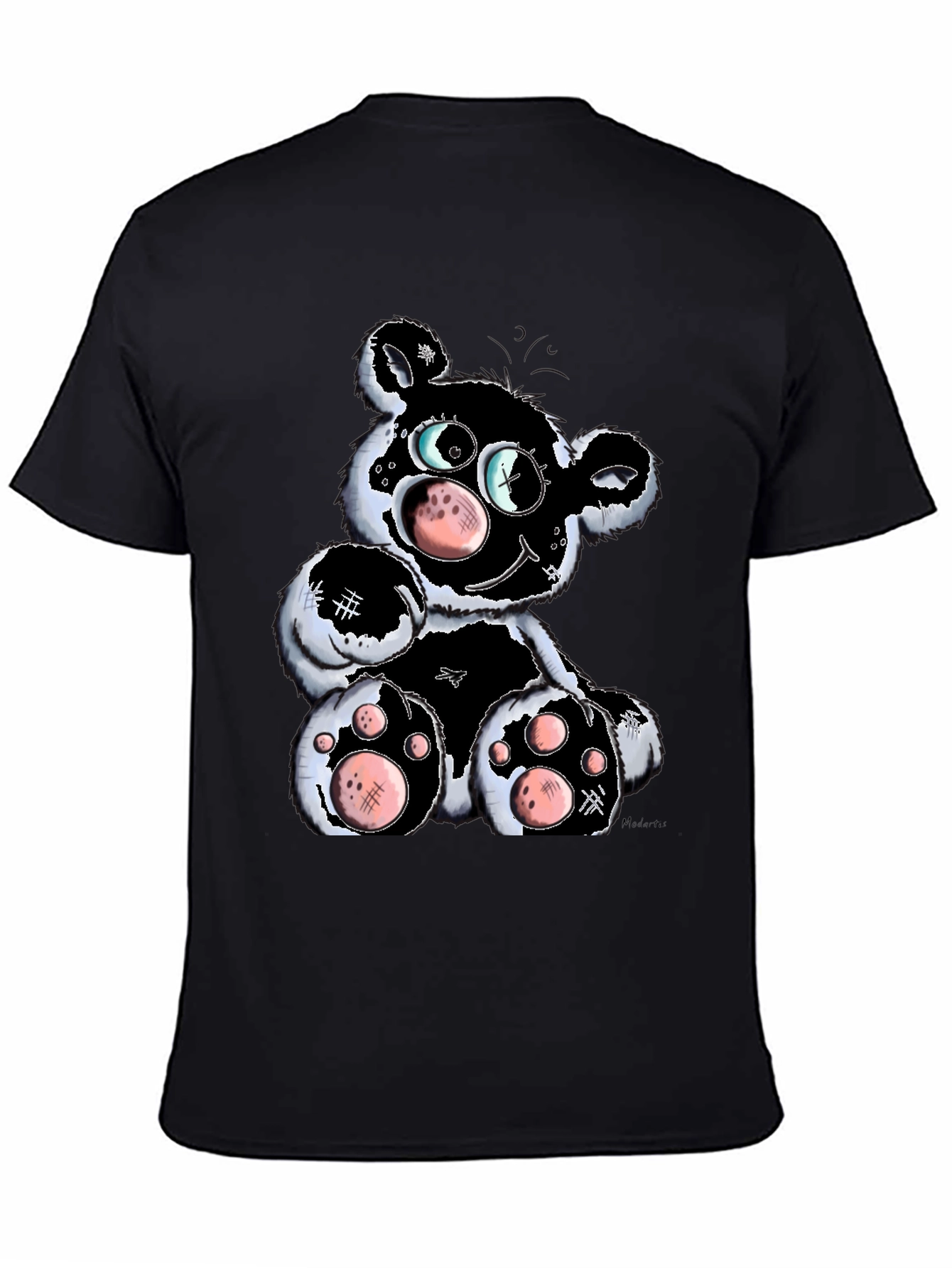 Cartoon Bear Graphic T-Shirt - Black