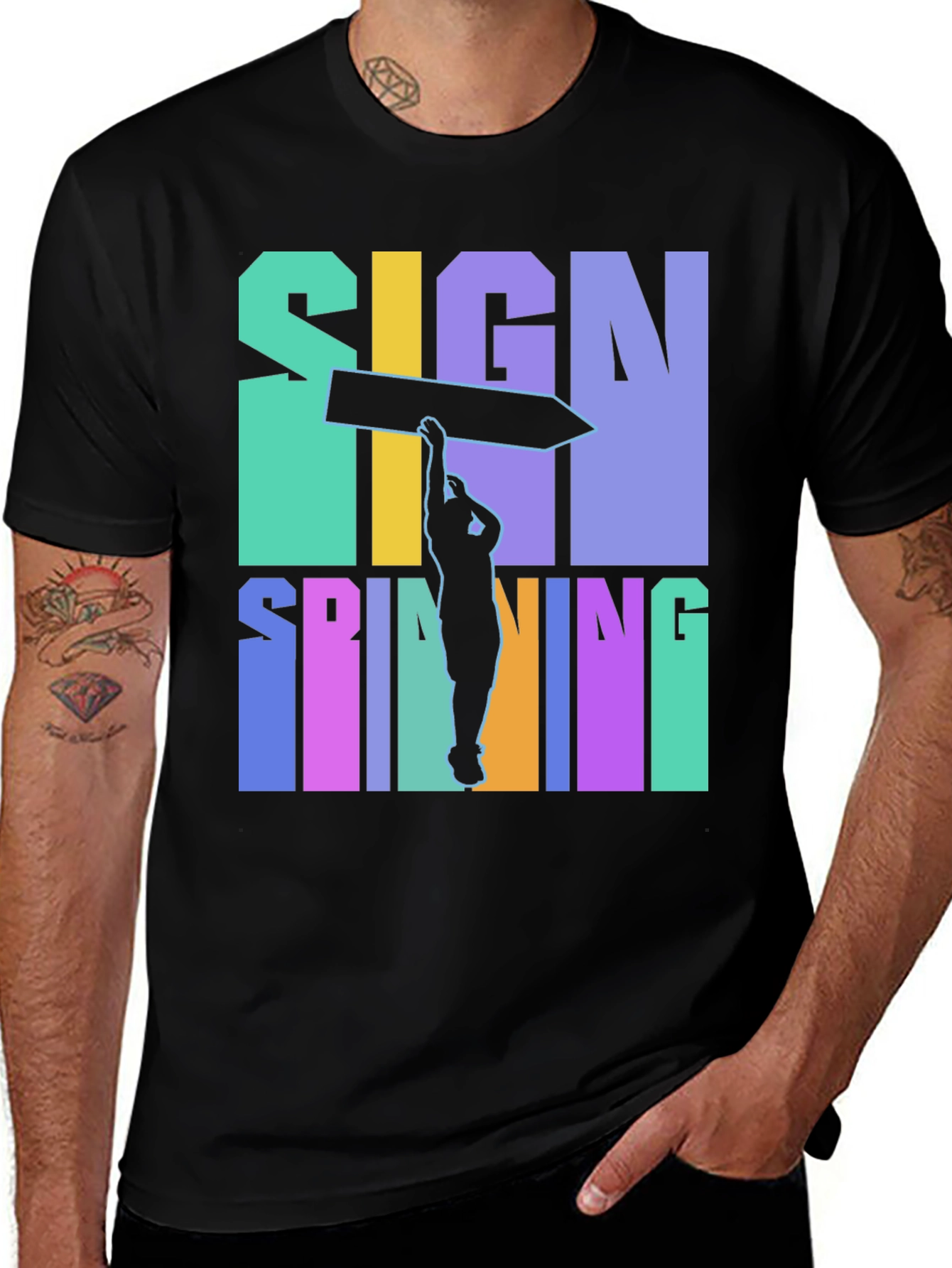 Sign Spinning Graphic Tee - Cool & Unique Design
