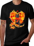 Dog & Autumn Leaves T-Shirt - Heart Design