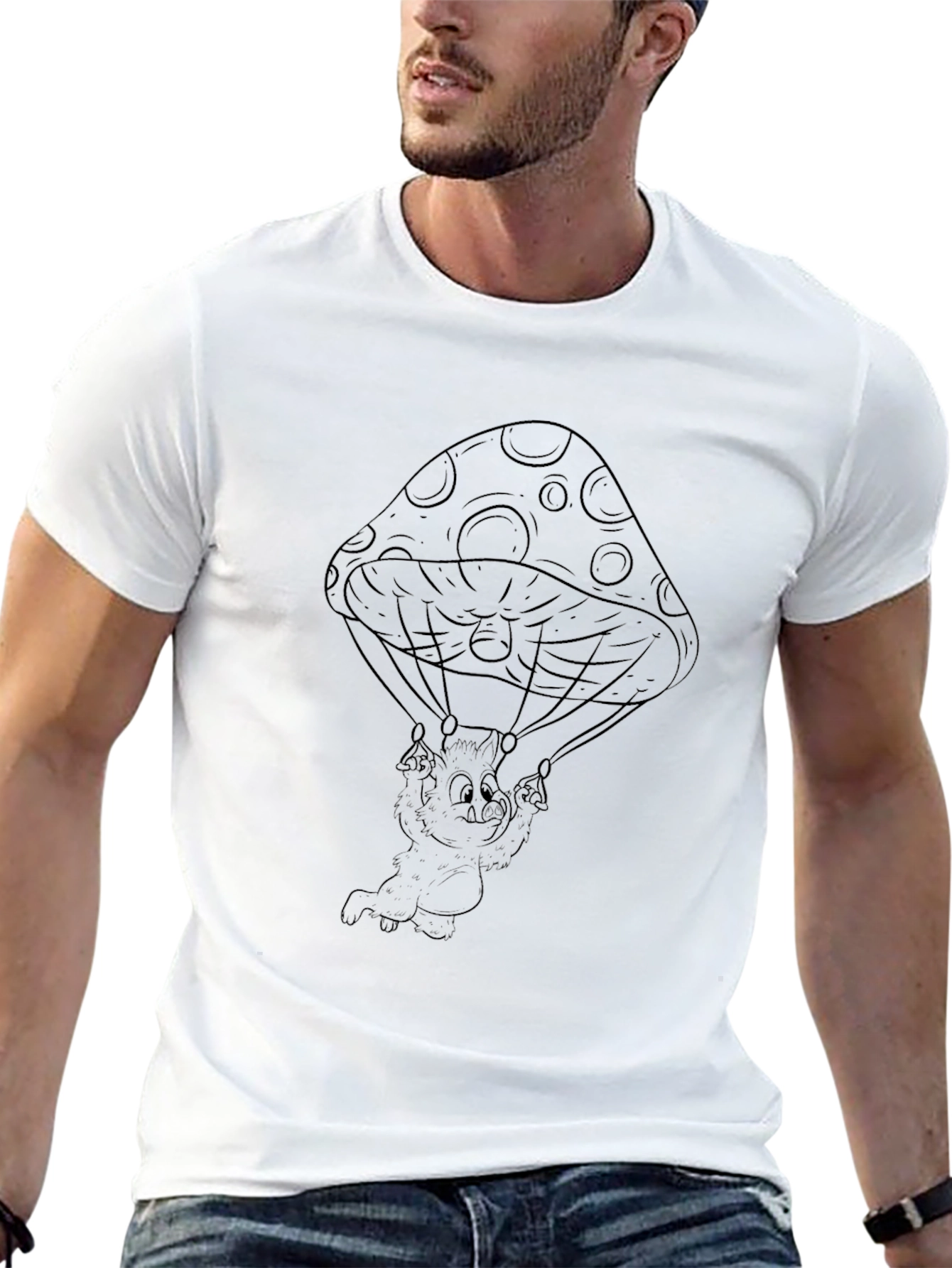 Mushroom Parachute T-Shirt - Cool Graphic Tee
