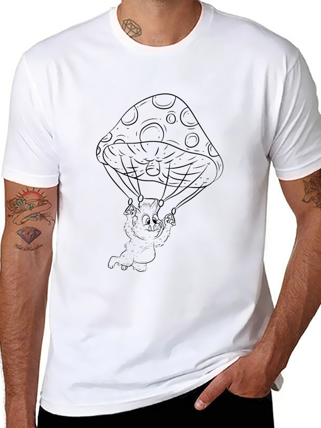 Mushroom Parachute T-Shirt - Cool Graphic Tee