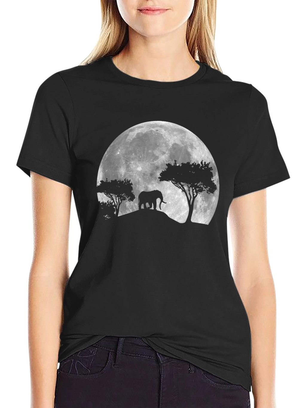 Elephant Moon Black T-Shirt