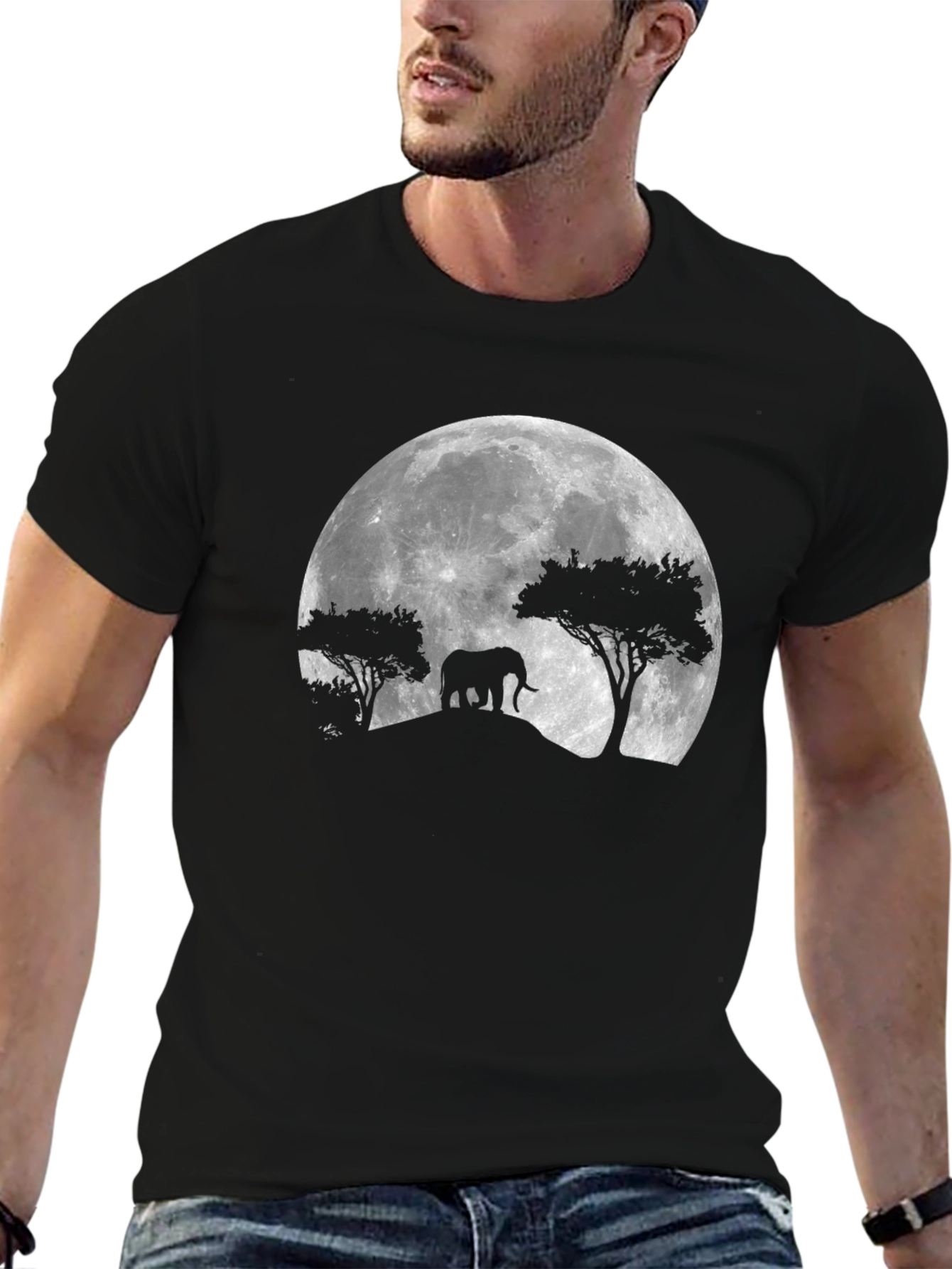 Elephant Moon Black T-Shirt