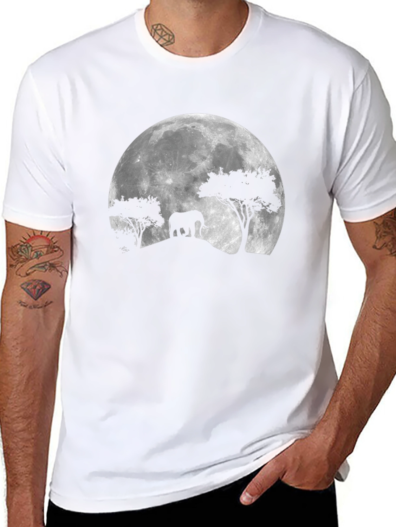Elephant Moon Black T-Shirt